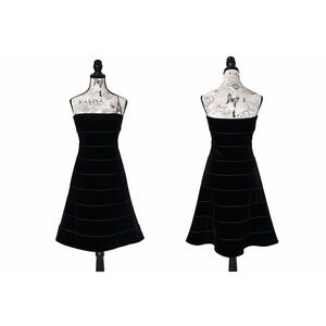 Giorgio Armani Strapless Velvet Dress Womens 42 Black Tiered Italy Quiet Luxury